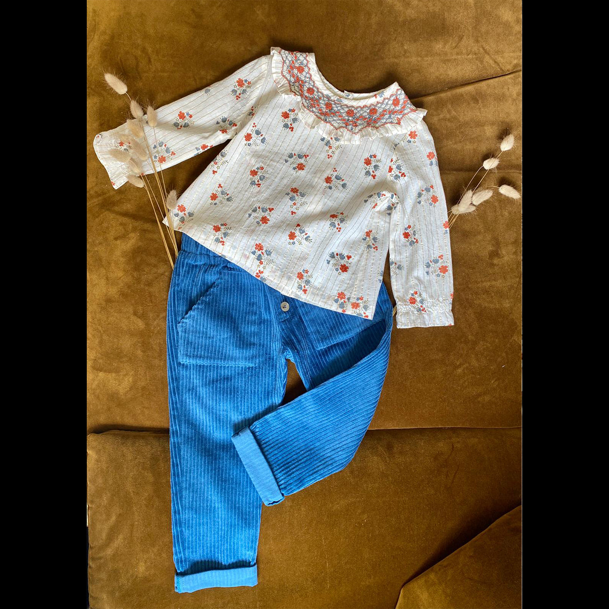 PANTALON JOSEPH VELOURS SCHTROUMPF
