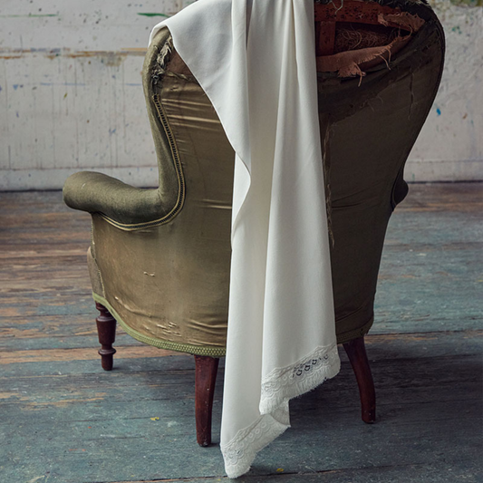 SILK STOLE WITH LACE TRIM